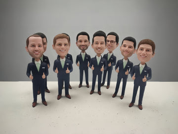 Bulk Custom Bobbleheads for Corporate Teams, Handmade Employee Recognition Gifts, Holiday & Birthday Clay Sculptures