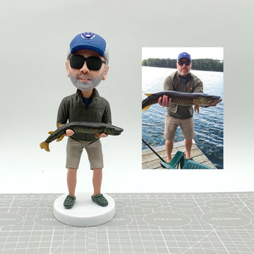 Custom Bobbleheads, Custom Fisherman Bobbleheads, Custom Sportsman Bobbleheads, Personalized Birthday Gifts for Friend, Handmade Collectible Figurines, Personalized Gifts