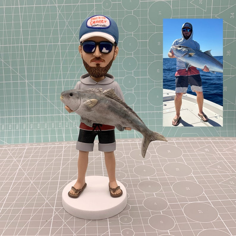 Custom Bobbleheads, Custom Fisherman Bobbleheads, Custom Sportsman Bobbleheads, Personalized Birthday Gifts for Friend, Handmade Collectible Figurines, Personalized Gifts