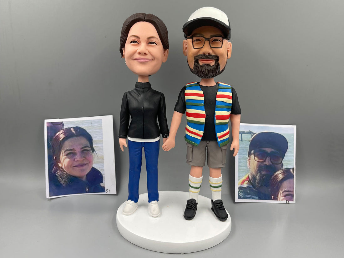 Custom Anniversary Couple Bobblehead, Personalised Lover 3D Statue, Personalised Wedding Couple Figurines, Valentine's Day Anniversary Gift